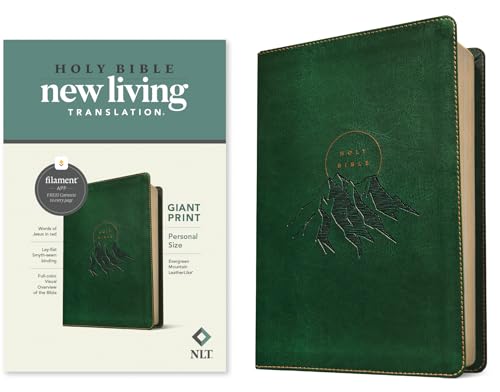 NLT Personal Size Giant Print Bible, Filament-Enabled Edition (LeatherLike, Evergreen Mountain , Red Letter)