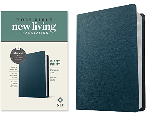 NLT Personal Size Giant Print Bible, Filament Enabled (Genuine Leather, Navy Blue, Red Letter)