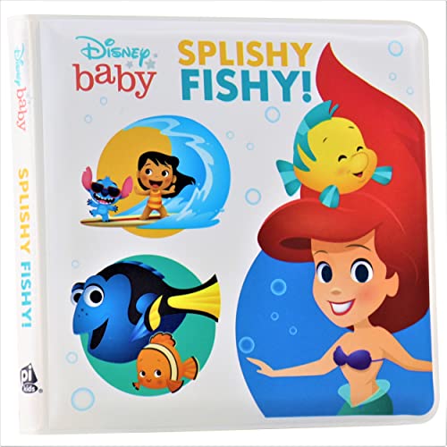 Disney Baby Moana, Little Mermaid, Finding Nemo and More!- Splishy Fishy! Waterproof Bath Book _ Bath Toy - PI Kids