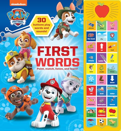 PAW Patrol Chase, Skye, Marshall, and More! First Words 30-Button Sound Book Great for Early Learning PI Kids