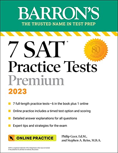 7 SAT Practice Tests 2023 + Online Practice (Barron