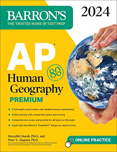 AP Human Geography Premium, 2024: 6 Practice Tests + Comprehensive Review + Online Practice (Barron