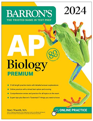 AP Biology Premium, 2024: Comprehensive Review With 5 Practice Tests + an Online Timed Test Option (Barron