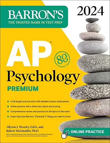 AP Psychology Premium, 2024: Comprehensive Review With 6 Practice Tests + an Online Timed Test Option (Barron