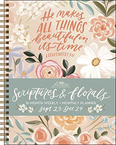 Scriptures and Florals 16-Month 2023-2024 Weekly_Monthly Planner Calendar