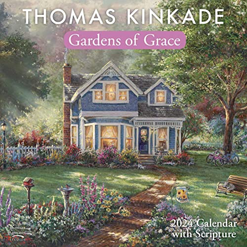 Thomas Kinkade Gardens of Grace with Scripture 2024 Wall Calendar