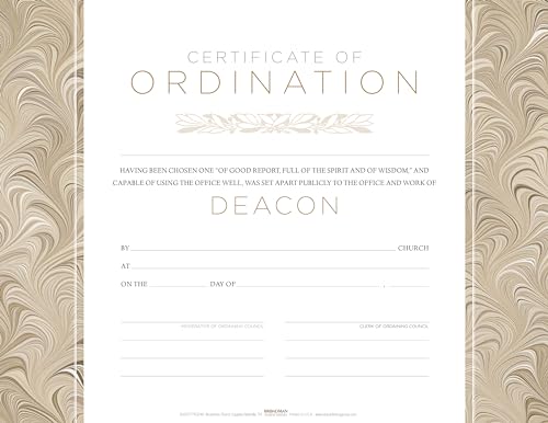 Certificate of Ordination for Deacon - Flat Opaque (Package of 6)