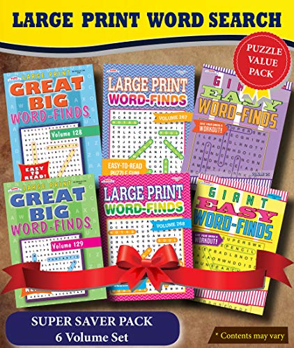 KAPPA Super Saver LARGE PRINT Word Search Puzzle Pack - (Pack of 6) Full Size Books