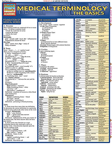 Medical Terminology:The Basics: a QuickStudy Laminated Reference Guide (Quick Study Academic)