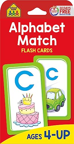 School Zone - Alphabet Match Flash Cards - Ages 4 and Up, Preschool to Kindergarten, ABC