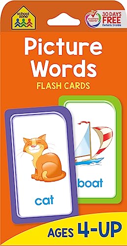 School Zone - Picture Words Flash Cards - Ages 4 and Up, Preschool to Kindergarten, Phonics, Early Reading Words, Sight Words, Word-Picture Recognition, and More