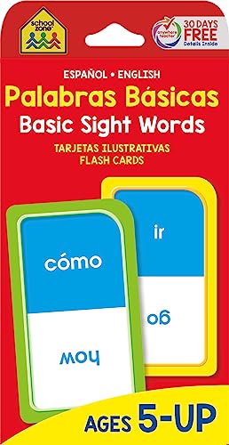 School Zone - Bilingual Basic Sight Words Flash Cards - Ages 5+, Kindergarten to 1st Grade, ESL, Language Immersion, Phonics, and More (Spanish and English Edition) (Spanish Edition)