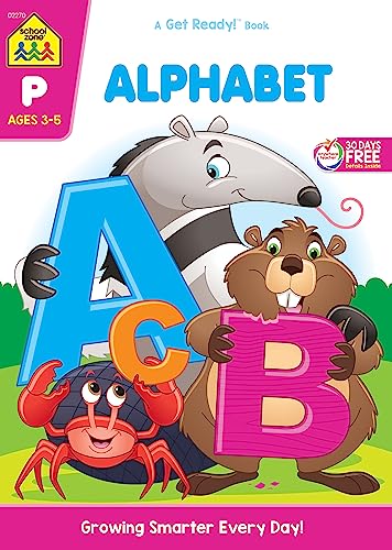 School Zone - Alphabet Workbook - 64 Pages, Ages 3 to 5, Preschool, ABC