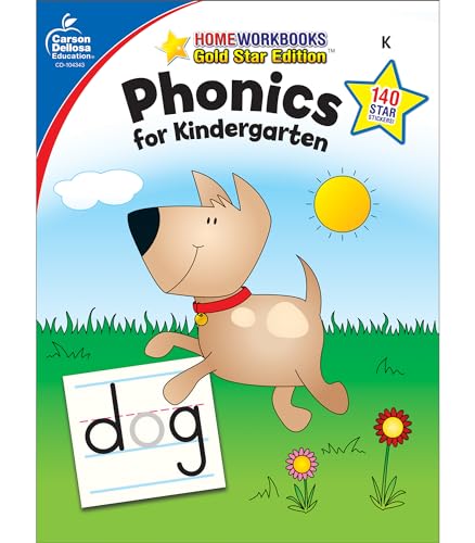 Phonics Workbook for Kindergarten, Sight Words, Tracing Letters, Consonant and Vowel Sounds, Writing Practice With Incentive Chart and Reward ... Curriculum (Home Workbooks) (Volume 12)