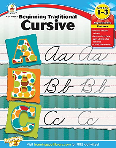 Carson Dellosa Beginning Traditional Cursive Handwriting Workbook for Kids, Handwriting Practice for Cursive Alphabet and Numbers (Learning Spot)