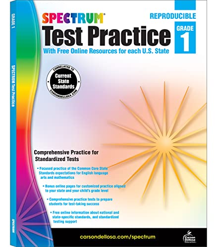 Spectrum Grade 1 Test Practice Workbooks, Ages 6 to 7, 1st Grade Test Practice Workbook, Math, Language Arts, Reading Comprehension, Vocabulary, and Writing, Standardized Test Practice - 160 Pages