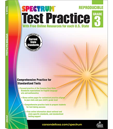 Carson Dellosa Spectrum 3rd Grade Test Practice Workbooks, Ages 8 to 9, 3rd Grade Math, Language Arts, and Reading Comprehension for Standardized Test Practice - 160 Pages