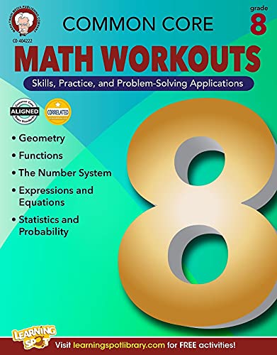 Mark Twain Common Core Math Workouts Resource Book, Grade 8, Ages 13 - 14, 64 Pages