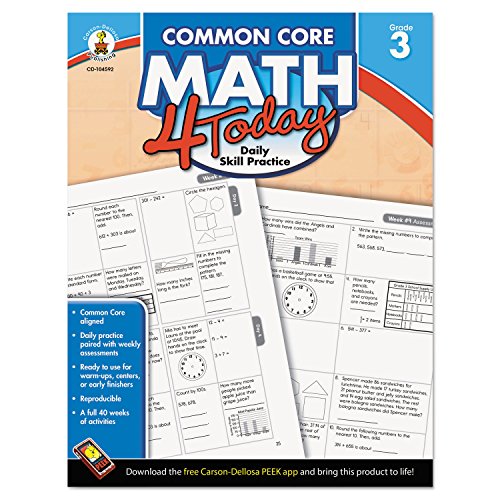 Carson Dellosa Common Core Math 4 Today Workbook—Reproducible 3rd Grade Math Workbook, Place Value, Geometry, Algebra Practice, Classroom or Homeschool Curriculum (96 pgs) (Common Core 4 Today)