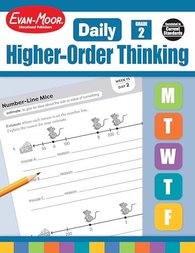 Evan-Moor Daily Higher-Order Thinking, Grade 2, Homeschooling and Classroom Resource Workbook, Brainteasers, Critical Thinking, Problem Solving, Logic Puzzles, Language Play, Drawing