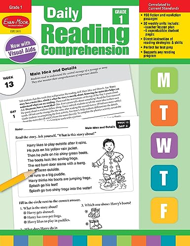 Evan-Moor Daily Reading Comprehension, Grade 1 - Homeschooling & Classroom Resource Workbook, Reproducible Worksheets, Teaching Edition, Fiction and Nonfiction, Lesson Plans, Test Prep