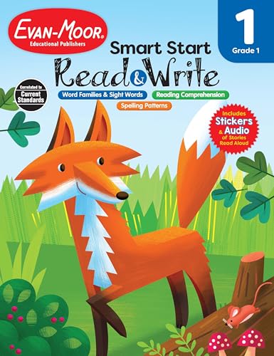 Evan-Moor Smart Start Read and Write Workbook, Grade 1, Downloadable Audio Read Along, Listening Skills, Reading Comprehension, Writing Letters, ... Homeschool (Smart Start: Read & Write)