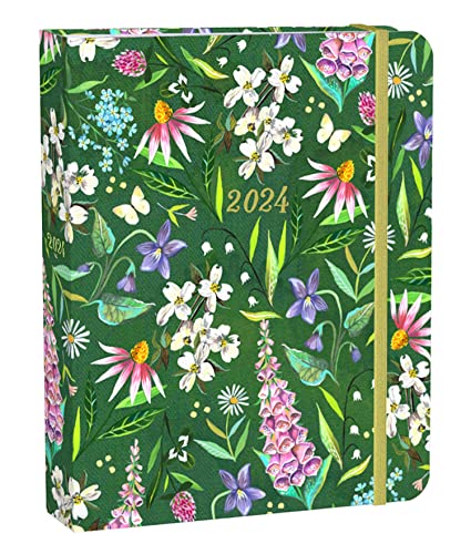 Katie Daisy 2024 Weekly Planner | Deluxe Hardcover 12-Month Calendar | 7.5" x 9" | Wire-O, Inner Pockets, Elastic Closure, Tabs