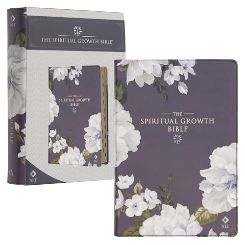 The Spiritual Growth Bible, Study Bible, NLT - New Living Translation Holy Bible, Faux Leather, Dusty Purple Floral Printed (NLT Spiritual Growth Editions)