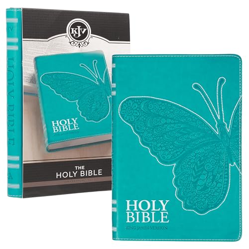 KJV Holy Bible, Gift Edition for Girls_Teens King James Version, Faux Leather Flexible Cover, Teal Butterfly