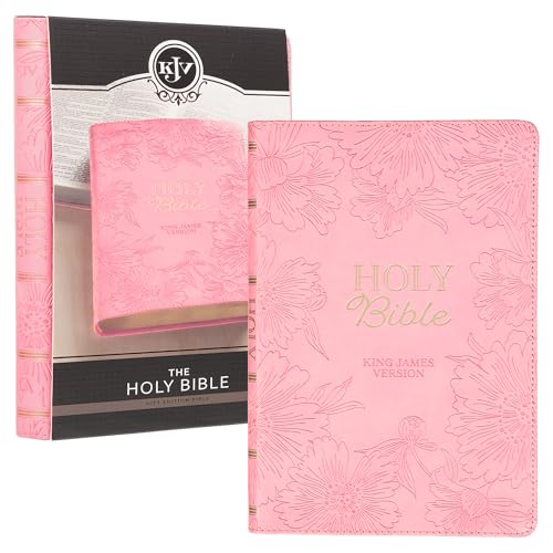 KJV Holy Bible, Gift Edition King James Version, Faux Leather Flexible Cover, Blossom Pink Floral