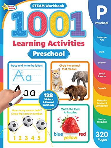 1001 STEAM Preschool Activity Workbook: Learn Sight Words, Letters, Numbers, Phonics, Shapes and More with Fun Activities! - 320 Pages (Ages 3 and up) (1001 Activity Books)