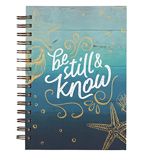 Christian Art Gifts Journal Be Still Blue 192 Ruled Pages, Large Hardcover Notebook, Wire Bound