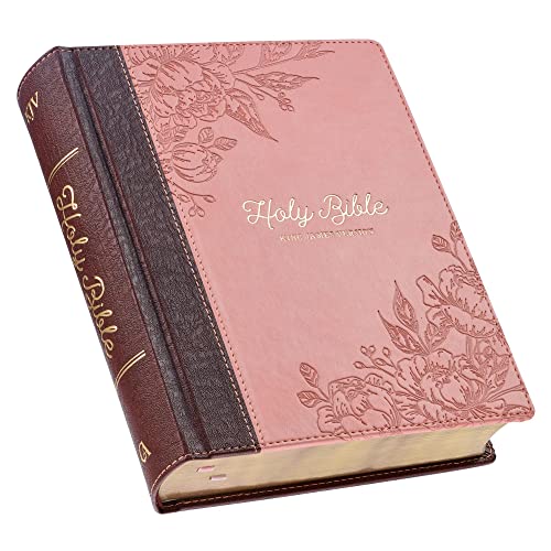 KJV Holy Bible, Note-taking Bible, Faux Leather Hardcover - King James Version, Brown_Pink