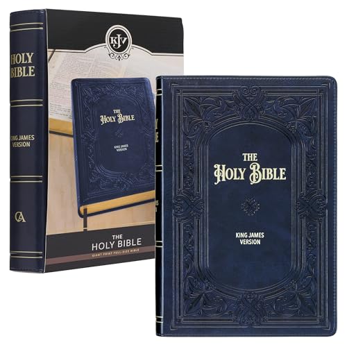 KJV Holy Bible, Giant Print Full-size Faux Leather Red Letter Edition - Thumb Index & Ribbon Marker, King James Version, Midnight Blue (KJV Full Size GP Editions)