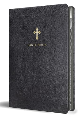 Biblia Reina Valera 1960 Tamaño grande, letra grande piel negra con cremallera _ Spanish Holy Bible RVR 1960 Large Size Large Print Black Leather with Zipper