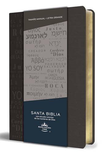 Biblia RVR 1960 letra grande tamaño manual, simil piel gris con nombres de Dios _ Spanish Bible RVR 1960 Handy Size Large Print Leathersoft Grey, Names of god