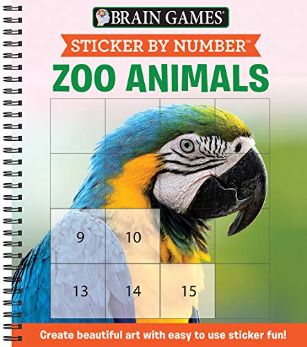 Brain Games - Sticker by Number: Zoo Animals (Easy - Square Stickers): Create Beautiful Art With Easy to Use Sticker Fun!