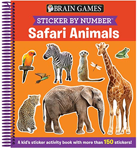 Brain Games - Sticker by Number: Safari Animals (For Kids Ages 3-6): A Kid