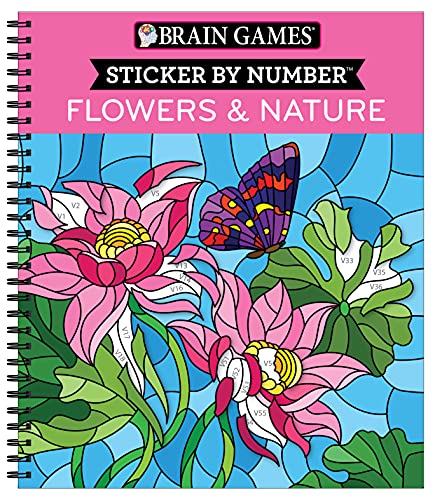 Brain Games - Sticker by Number: Flowers & Nature (28 Images to Sticker)