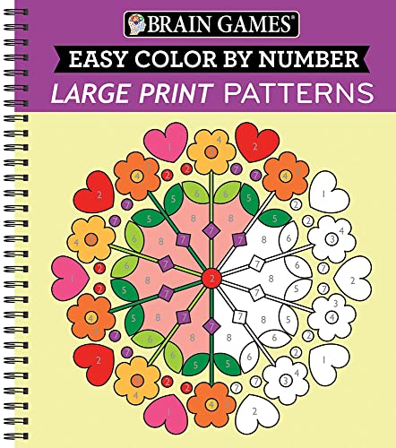 Brain Games - Easy Color by Number: Large Print Patterns (Stress Free Coloring Book) (Brain Games - Color by Number)