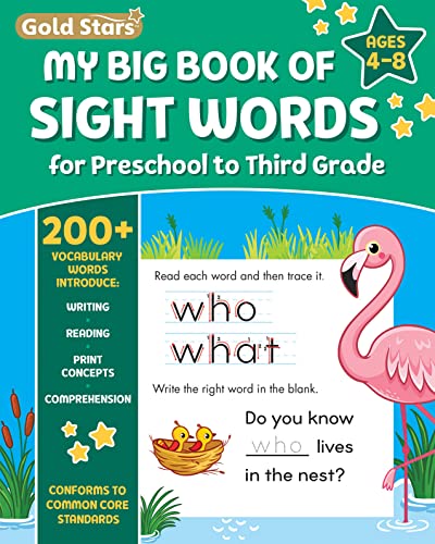 Gold Stars My BIG Book of Sight Words Activity Workbook - 229 High Frequency Words - Trace, Write, Read, and Comprehend - Conforms to Common Core Standards