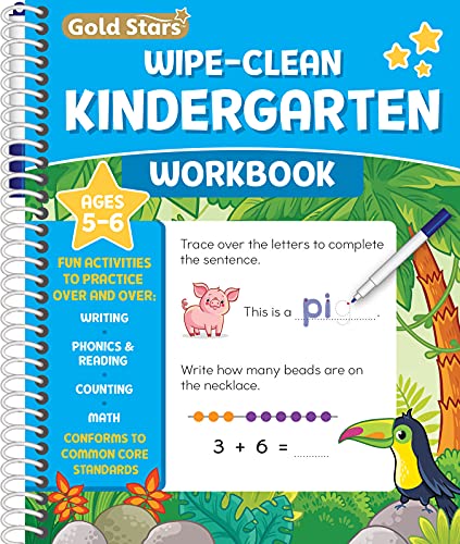 Wipe Clean Kindergarten Workbook for Kids Ages 5-6: All Subjects Including Writing, Math, Sight Words, Phonics, Reading, Addition and Subtraction, and More! Includes Dry Erase Marker