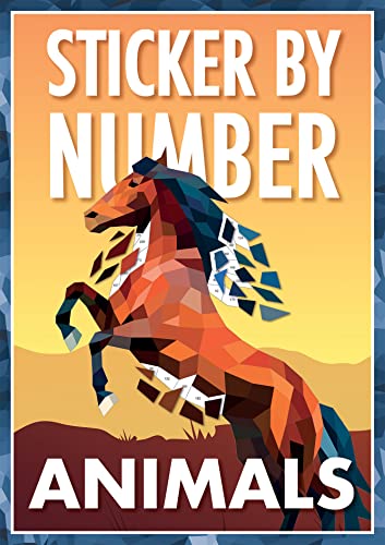 Sticker by Number Animals - 12 Designs Including Horses, Birds, Cats, Butterflies, Elephants, & More