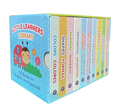 Bilingual 10 Board Books in Spanish and English: Little Library set includes Counting, Colors, Feelings, Animals, The Wheels on the Bus, ABCs, and More (English and Spanish Edition)