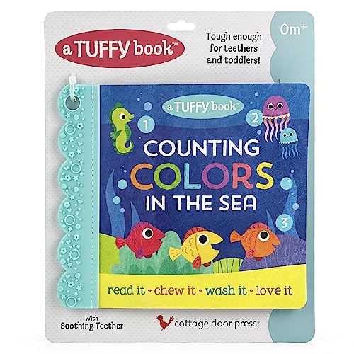 Tuffy 1, 2, 3 Colors in the Sea Book - Washable, Chewable, Unrippable Pages With Hole For Stroller Or Toy Ring, Teether Tough (Tuffy Book)