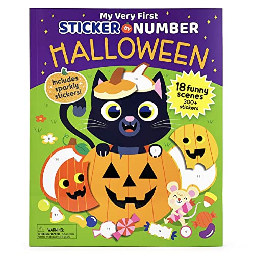 Spooky Funny Halloween - My Very First Sticker by Number Activity Book for Kids, Includes Pull-Out Pages and 300 Stickers, Toddlers and Kids