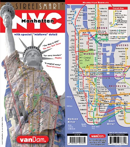 StreetSmart® NYC Map Midtown Edition by Van Dam-Laminated pocket city street map of Manhattan w_ all attractions, museums, sights, hotels, Broadway Theaters & NYC Subway map; 2024 Edition