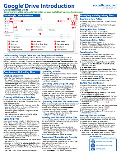 Google Drive Quick Reference Training Card - Laminated Tutorial Guide Cheat Sheet (Instructions and Tips)