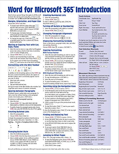 Word for Microsoft 365 (Office 365) Introduction Quick Reference Guide - Windows Version (Cheat Sheet of Instructions, Tips & Shortcuts - Laminated Card)