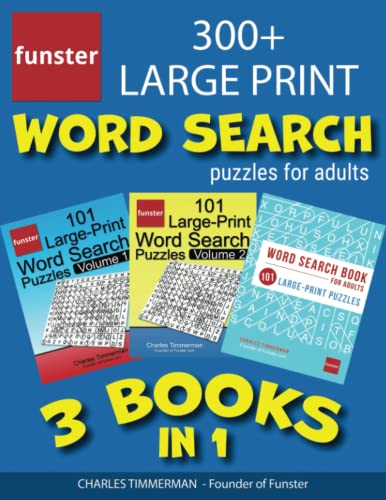 Funster 300+ Large Print Word Search Puzzles for Adults - 3 Books in 1: Giant value pack of word search for adults large print, seniors welcome